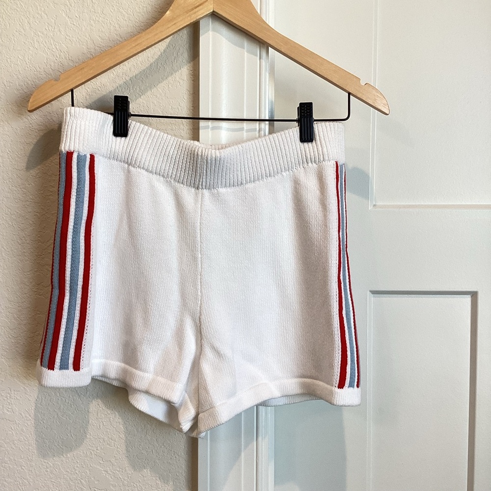 Anthropologie Daily Practice Sports Club Sweater Shorts Large White Stripe NWT - Picture 5 of 13